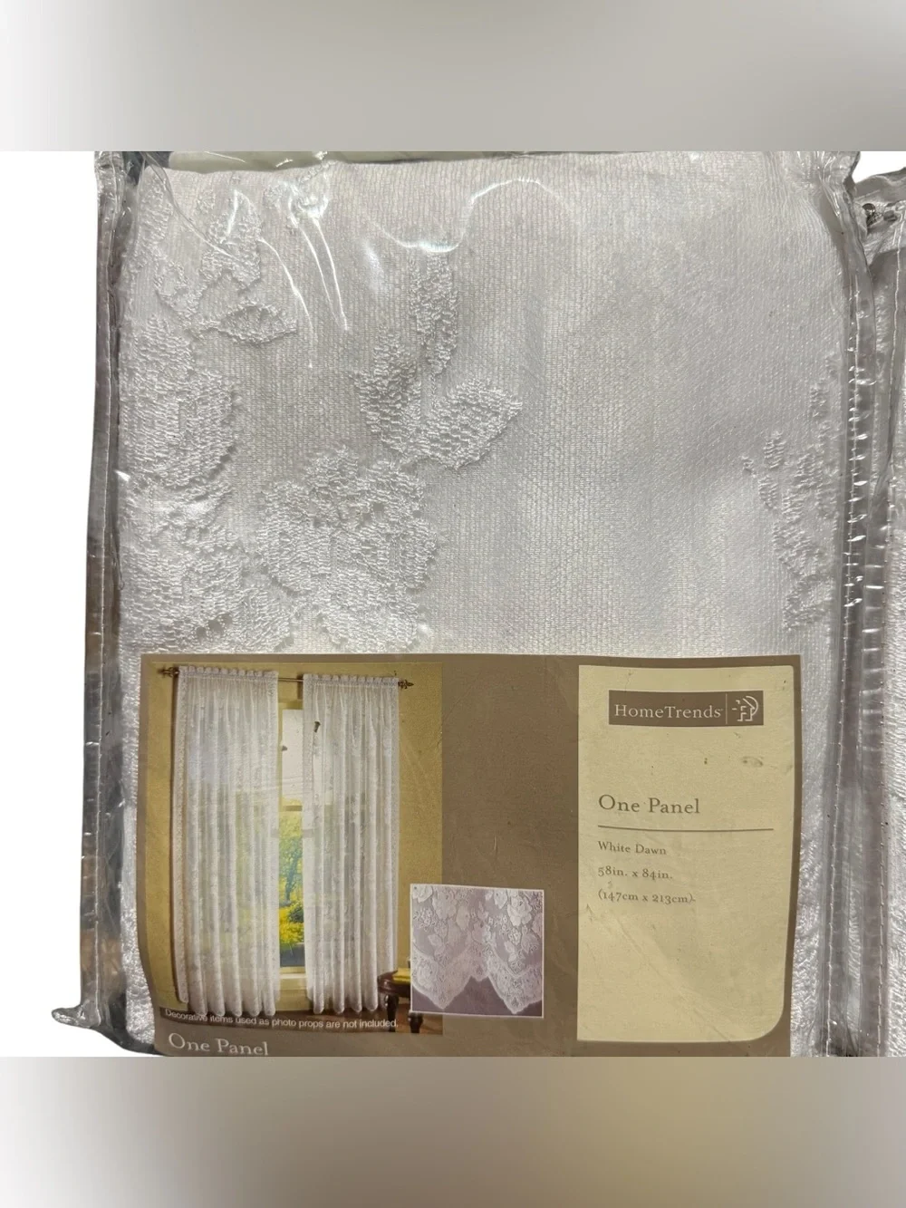Home Trends Lace Curtain Panel, White Dawn, 58x84” Lot Of 2